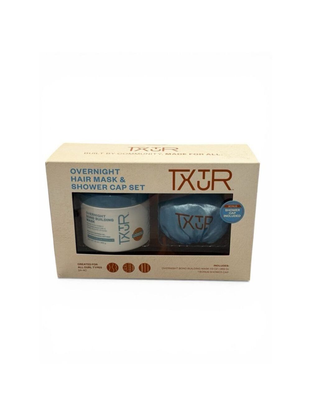 TXTR by Cantu Overnight Bond Building Hair Mask & Shower Cap Set - 13oz New